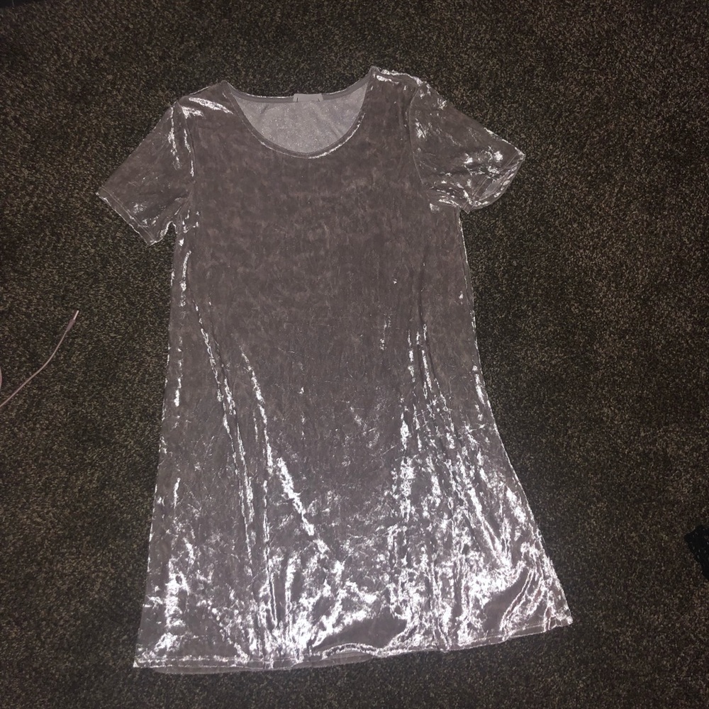 Silver crushed velvet dress